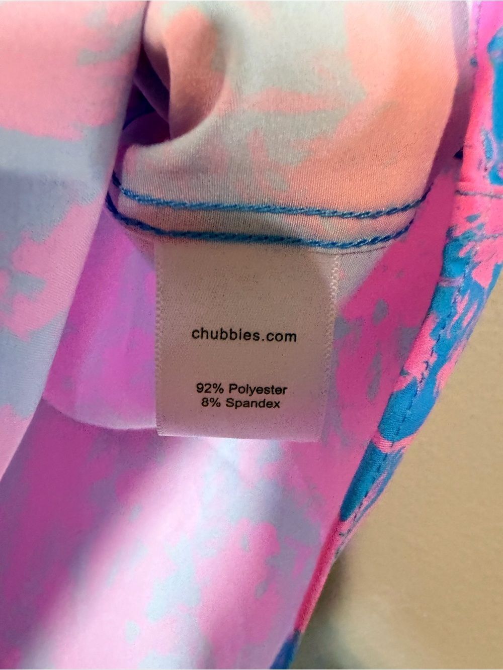 Chubbies Mens Short Sleeve Button Up Shirt Small Blue Pink Floral Bright - Picture 6 of 7